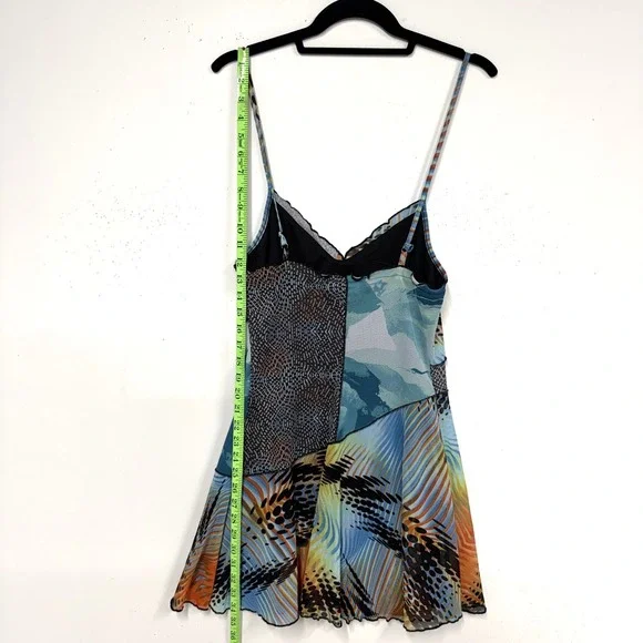 Forever 21 Patchwork Pattern Mini Party Dress, Sz Medium, Lightweight Colorful - Picture 10 of 12